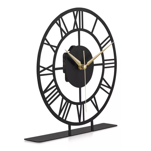 Fekete fém dekoratív óra, 25 cm | Csendes mechanizmus