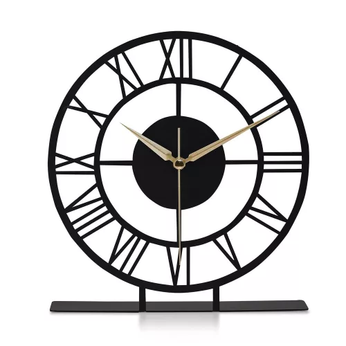 Fekete fém dekoratív óra, 25 cm | Csendes mechanizmus