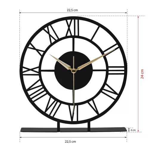 Fekete fém dekoratív óra, 25 cm | Csendes mechanizmus