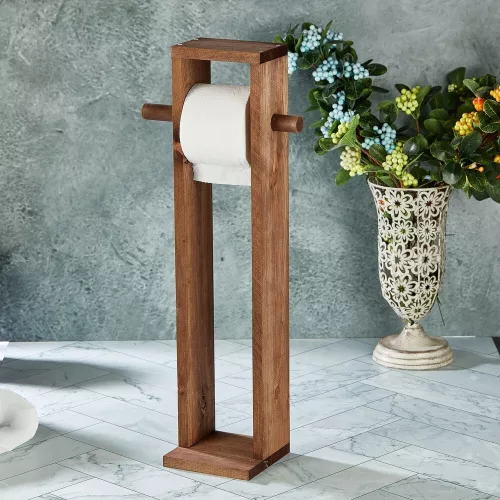 Természetes fából készült WC-papír tartó, 61 cm | Stílusos és funkcionális