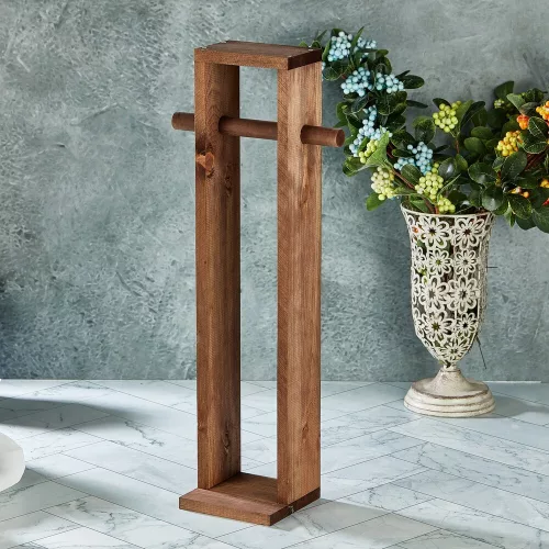 Természetes fából készült WC-papír tartó, 61 cm | Stílusos és funkcionális