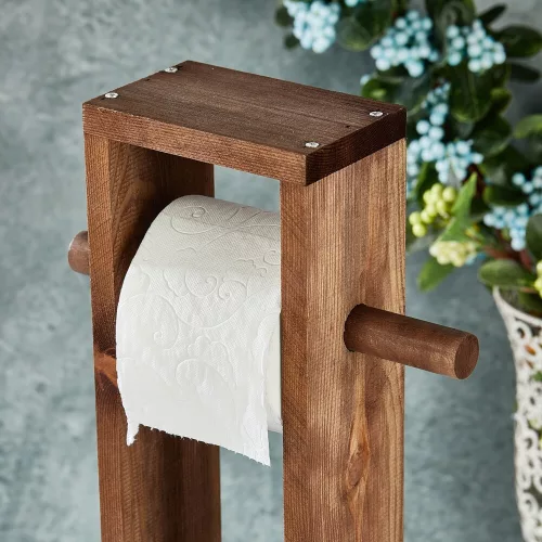 Természetes fából készült WC-papír tartó, 61 cm | Stílusos és funkcionális