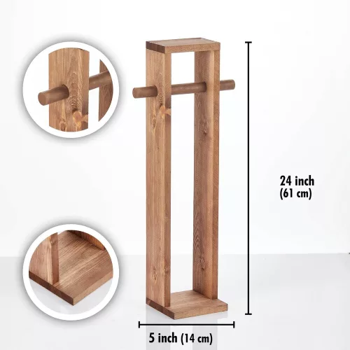 Természetes fából készült WC-papír tartó, 61 cm | Stílusos és funkcionális