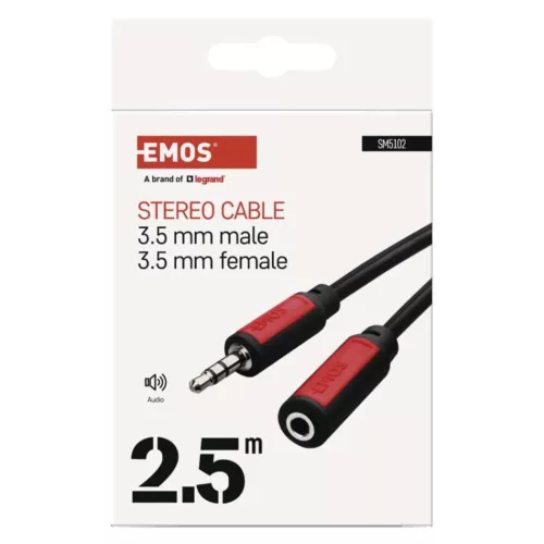 EMOS Jack kábel 3.5mm ST dugó-3.5mm ST dugalj 2.5m, SM5102