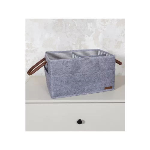 Szürke filckosár, 33x20x18 cm | 100% filc | Stílusos tárolás