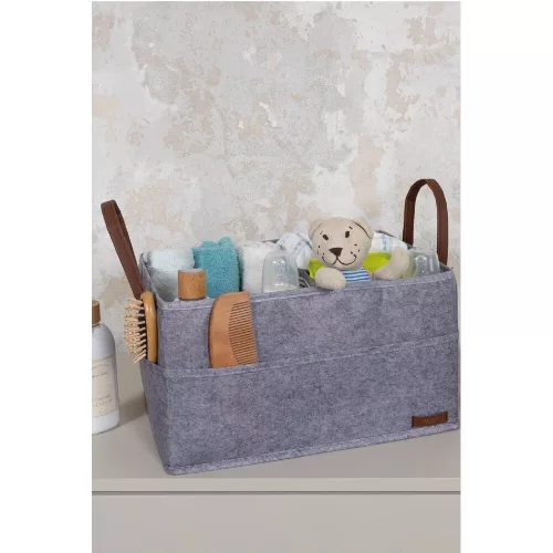 Szürke filckosár, 33x20x18 cm | 100% filc | Stílusos tárolás
