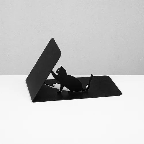 Fekete fém könyvtartó, 25,5 x 12,5 x 12 cm, tartós 1,2 mm