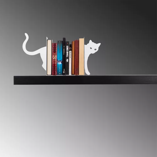 Tartós fém könyvtartó, 35x14x22 cm, fehér | 100% fém