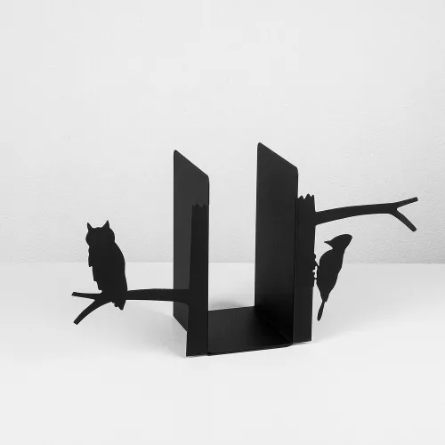 Fekete fém könyvtartó, 44 x 14 x 22 cm | 100% fém, tartós kivitel