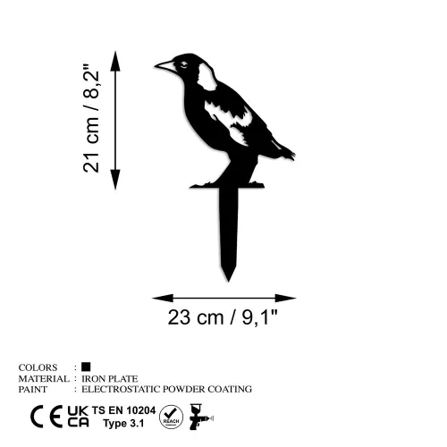 Elegáns fekete fém dísztárgy, 37 x 23 cm | 100% fém, nem igényel összeszerelést