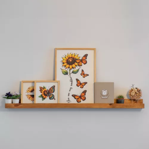 Tömör fa dekoratív falipolc, 60 cm, 2 cm vastag