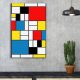 Mondrian dekoratív vászonfestménye, 45x70 cm, Velúr