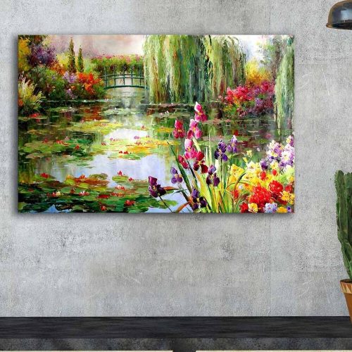 Elegáns velúr vászonfestmény, 45x70 cm, fakeret