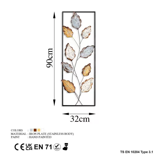 Kézzel készített fém faltartozék, 32 x 90 cm | 100% fém, egyedi design
