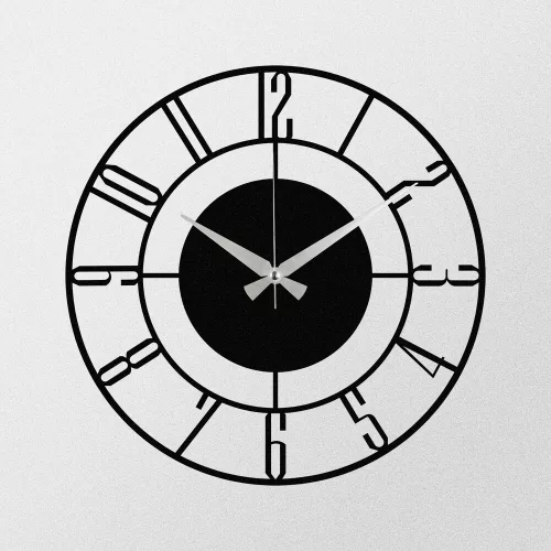 Elegant negru metal ceas de perete, 48 cm | 100% metal, 1,2 mm