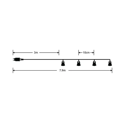 Modee Karácsonyi LED Füzér Plastic Adapteres C2014 (50LED/4,9m/10cm) warm