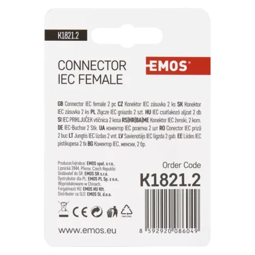 EMOS IEC csatlakozó ferde 2db/bliszter, K1821.2