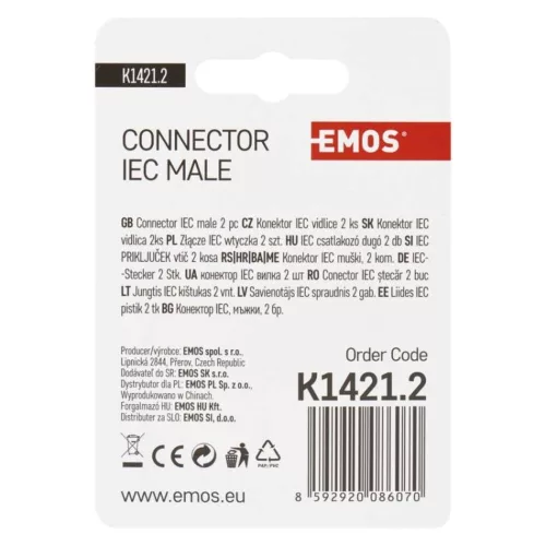 EMOS IEC csatlakozó ferde 2db/bliszter, K1421.2