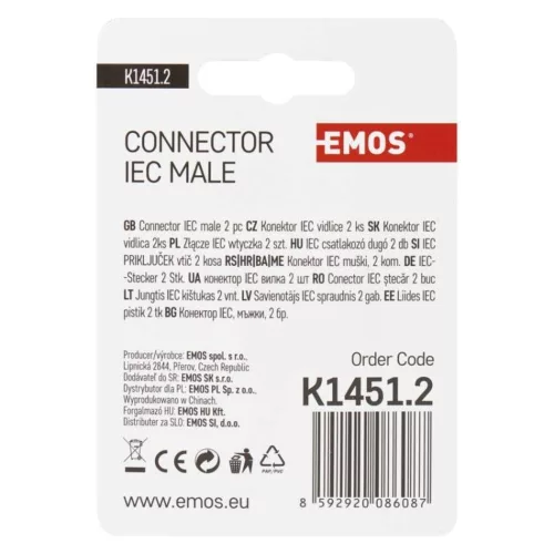 EMOS IEC csatlakozó ferde 2db/bliszter, K1451.2