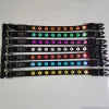 LED-es kutyanyakörv , állítható , USB , tölthető , vízálló , 35cm , S-es , tappancsos, pink