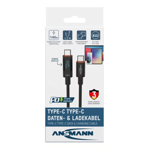 USB-C töltőkábel LED kijelzővel