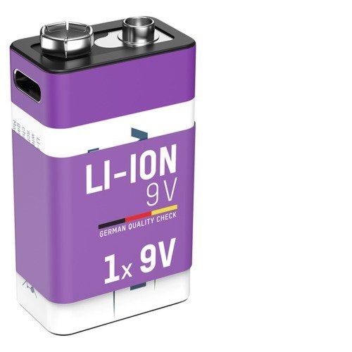 9 V-os Újratölthető elem - 9 V / 400-as típus (min. 340 mAh) / 3,7 Wh - USB C típusú töltőcsatlakozóval