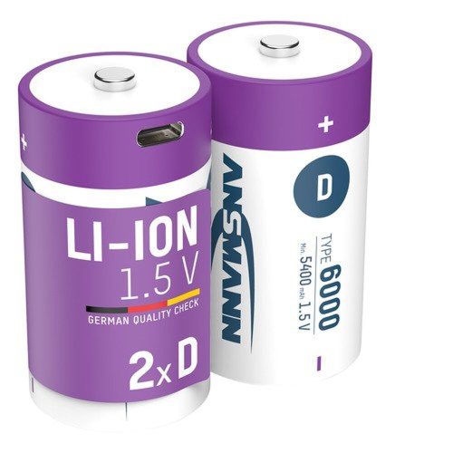 D Újratölthető elem - 1,5 V / 6000-es típus (min. 5400 mAh) / 12 Wh - USB C típusú töltőcsatlakozóval