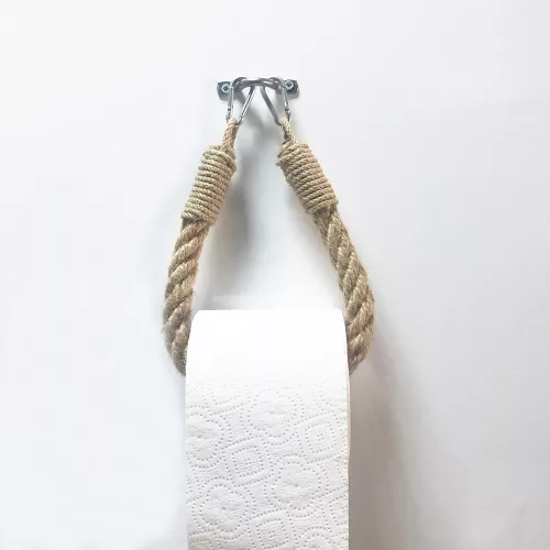 Modern mustáros WC-papír tartó, 100% fém és kötél, falra szerelhető, 14 x 22 x 3 cm | Rusztikus és humoros dizájn, minden fürdőszobába tökéletes