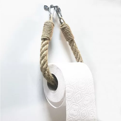 Modern mustáros WC-papír tartó, 100% fém és kötél, falra szerelhető, 14 x 22 x 3 cm | Rusztikus és humoros dizájn, minden fürdőszobába tökéletes