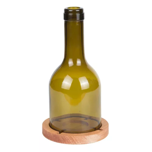 Elegáns fa gyertyatartó üvegpalackkal, 7,5 x 7,5 x 18,5 cm | 100% természetes fa, mosogatógépben mosható üveg | Tökéletes otthoni dekorációhoz és hangulathoz