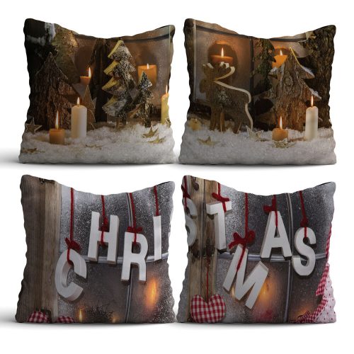 Prémium párnakészlet (4 db), 43 x 43 cm, 50% pamut/50% poliészter | Digitális nyomtatás, 30°C-on mosógépben mosható | Stílusos kényelem otthoni dekorációhoz