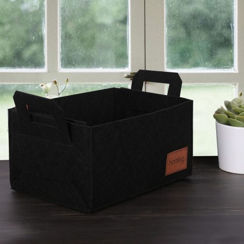 Stílusos fekete filckosár, 30 x 20 x 15 cm | 100%-ban tartós filc anyag | Tökéletes otthoni, irodai és tárolási megoldások szervezéséhez