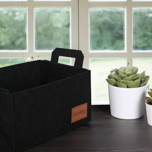 Stílusos fekete filckosár, 30 x 20 x 15 cm | 100%-ban tartós filc anyag | Tökéletes otthoni, irodai és tárolási megoldások szervezéséhez