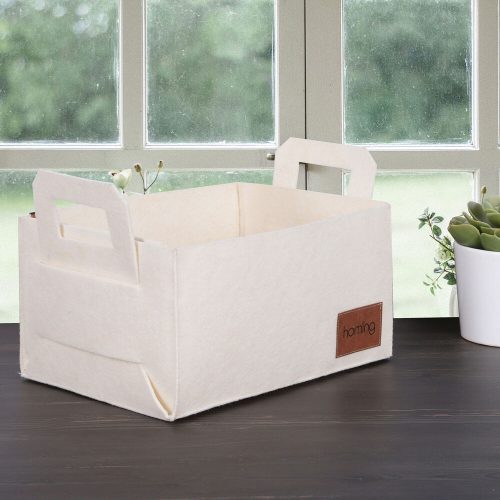 Stílusos krémes filc kosár, 30 x 20 x 15 cm | 100% puha filc anyag | Tökéletes otthoni, irodai és óvodai szervezéshez | Elegáns és funkcionális tárolási megoldás