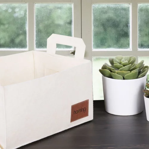 Stílusos krémes filc kosár, 30 x 20 x 15 cm | 100% puha filc anyag | Tökéletes otthoni, irodai és óvodai szervezéshez | Elegáns és funkcionális tárolási megoldás