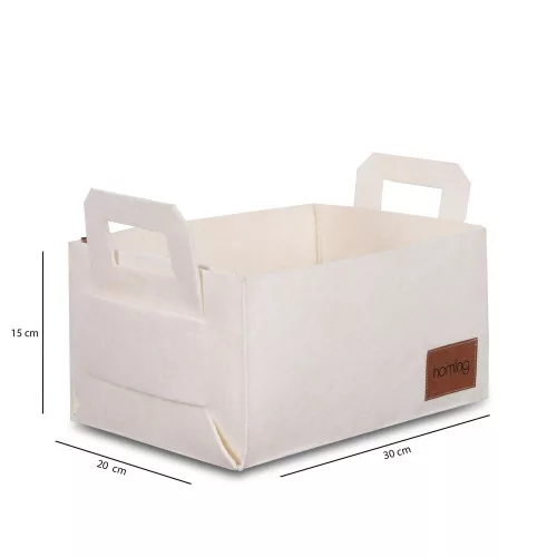 Stílusos krémes filc kosár, 30 x 20 x 15 cm | 100% puha filc anyag | Tökéletes otthoni, irodai és óvodai szervezéshez | Elegáns és funkcionális tárolási megoldás