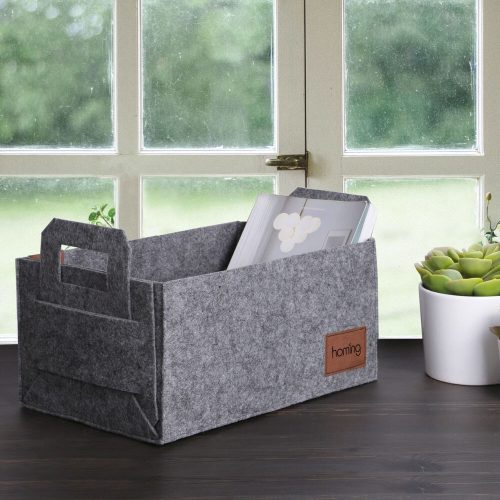 Stílusos szürke filckosár, 30 x 20 x 15 cm | 100% tartós filc | Tökéletes otthoni, irodai és tárolási megoldások szervezéséhez | Elegáns és funkcionális dizájn