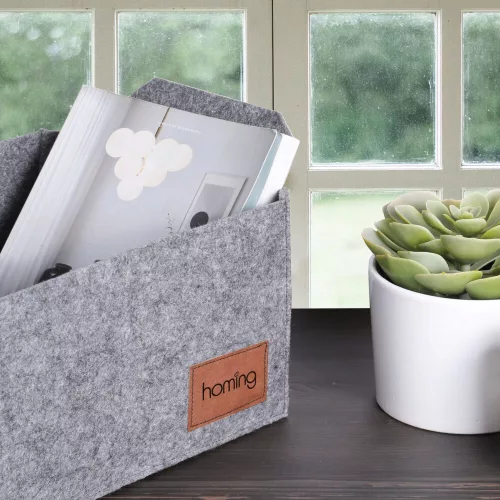 Stílusos szürke filckosár, 30 x 20 x 15 cm | 100% tartós filc | Tökéletes otthoni, irodai és tárolási megoldások szervezéséhez | Elegáns és funkcionális dizájn