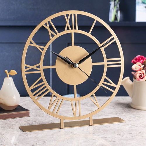 Elegáns arany dekoratív óra, 25 x 23 cm, 100% fém, 1,5 mm vastagság | Csendes mechanizmus, 1 db AA elem szükséges (nem tartozék) | Tökéletes otthoni dekorációhoz
