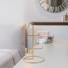 Elegáns arany ékszerállvány rendszerező, 15 cm átmérő x 27 cm magasság | 100% fém, könnyű, 0,176 kg | Tökéletes stílusos tároláshoz és megjelenítéshez