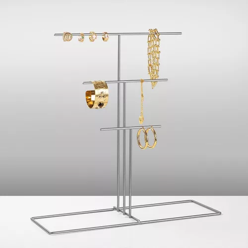 Stílusos króm ékszerállvány rendszerező, 40 x 41 x 15 cm | 100% fém, könnyű, 0,43 kg | Tökéletes az elegáns tároláshoz és megjelenítéshez