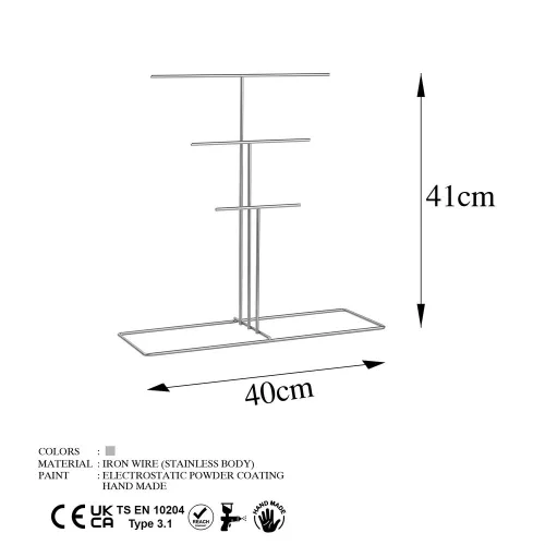 Stílusos króm ékszerállvány rendszerező, 40 x 41 x 15 cm | 100% fém, könnyű, 0,43 kg | Tökéletes az elegáns tároláshoz és megjelenítéshez