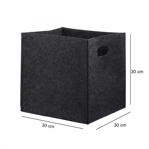 Stílusos fekete filckosár, 30 x 30 x 30 cm | 100% filc anyag | Ideális rendszerezéshez és tároláshoz | Kezelési útmutató: Csak törölje le