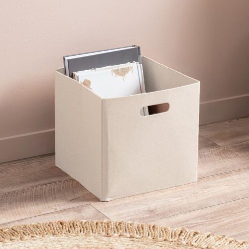 Stílusos krémes filc kosár, 30 x 30 x 30 cm | 100% filc, gépben nem mosható | Ideális otthoni és irodai rendszerezéséhez, puha és elegáns design
