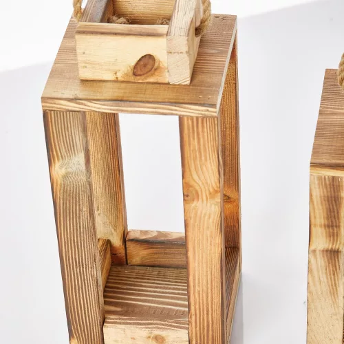 Elegáns fa gyertyatartó lámpák (2 db) - natúr kivitelben, 30 cm és 25 cm | Tökéletes lakberendezéshez és környezeti világításhoz | Stílusos és funkcionális dizájn
