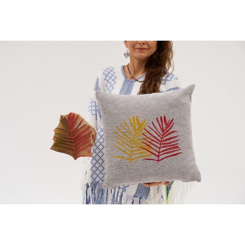 Kézzel készített zsenília párna, szürke, 50 x 50 cm | 100% szálas töltelék | Puha és stílusos dekor nappaliba, hálószobába vagy irodába | Hangulatos Kényelem