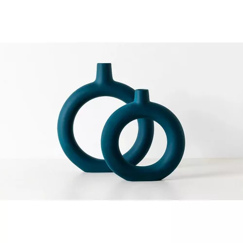 Elegáns benzinzöld kerámia vázakészlet (2 db) | Méretek: 27x5x34 cm és 22x5x24 cm | 100% kerámia, tökéletes lakberendezéshez és stílusos elrendezésekhez