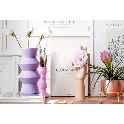 Elegáns lila kerámia váza, 11 x 29 x 11 cm | 100% kiváló minőségű kerámia | Tökéletes lakberendezéshez és virágdíszekhez, stílusos és modern dizájnhoz