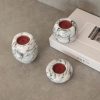 Elegáns gyertyatartó készlet (3 db) - 100% Sicily Lila Márvány, Fehér | Kicsi: 8x3cm, Közepes: 8x6cm, Nagy: 8x9cm | Tökéletes lakberendezéshez és különleges alkalmakra