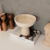 Elegáns talpú tál, 20 cm átmérő x 17 cm magasság, 100% travertin márvány, bézs | Tökéletes otthoni dekorációhoz és középpontokhoz, stílusos és tartós kialakítás
